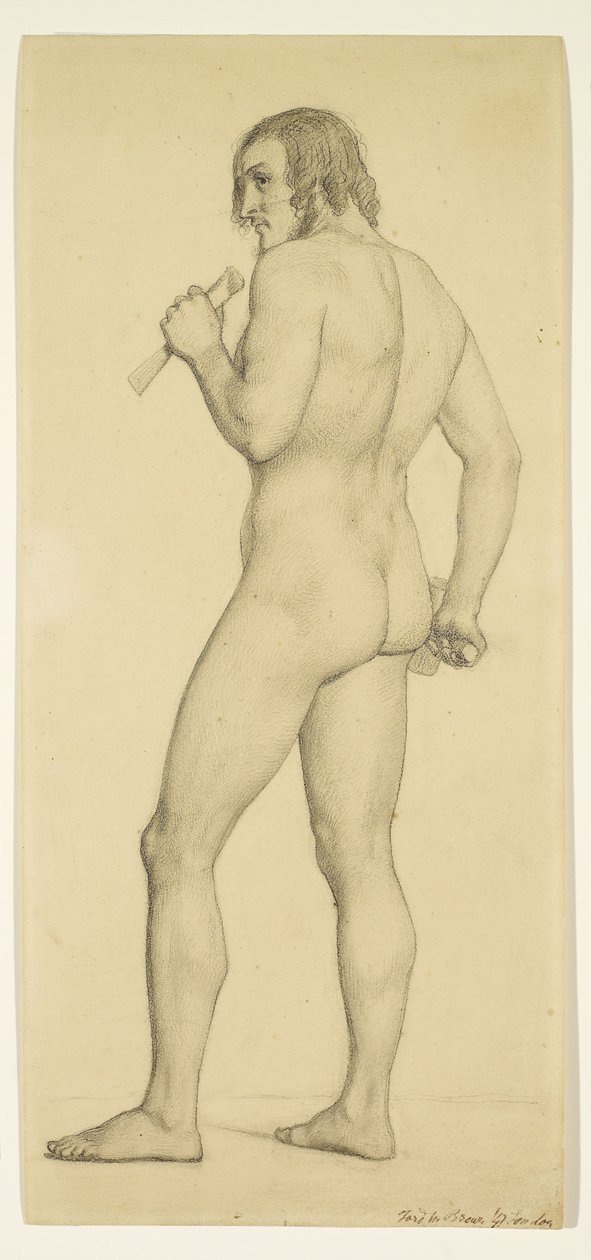 Man - Akademisk nakenstudie poserande som skulptör av Ford Madox Brown