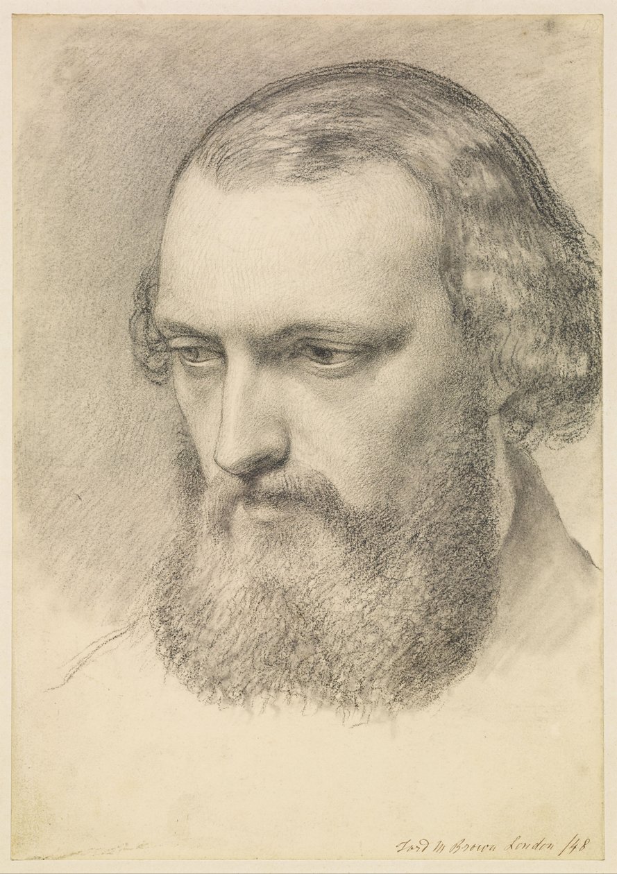Porträtt: Huvudstudie av Daniel Casey (tre fjärdedels vy) av Ford Madox Brown
