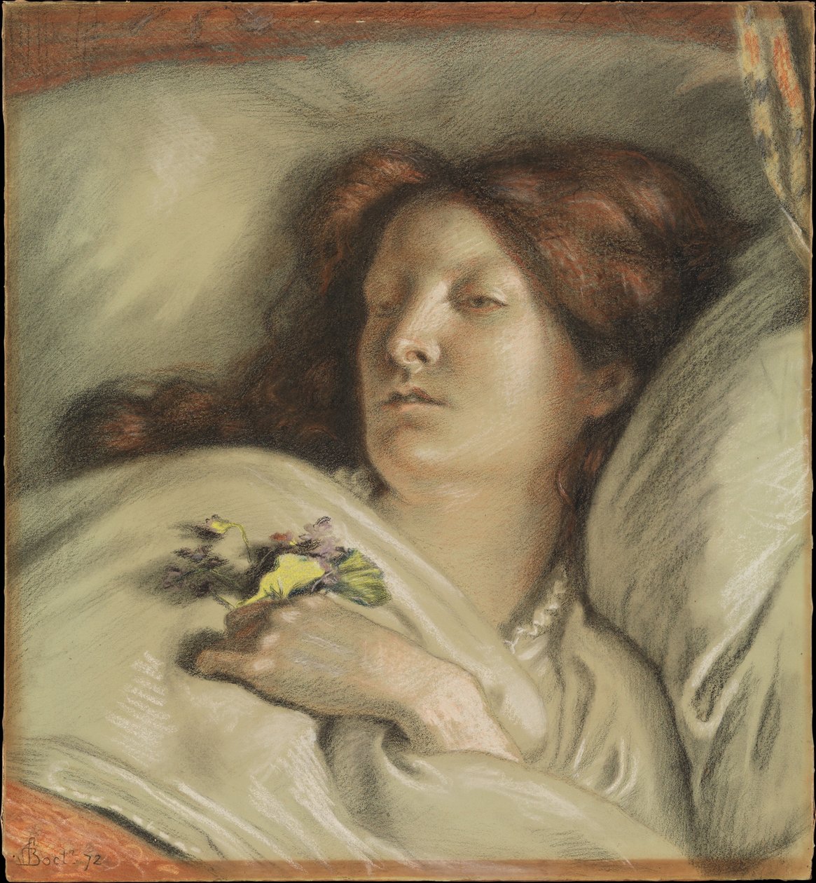 Den konvalescenta kvinnan (Porträtt av konstnärens hustru) av Ford Madox Brown