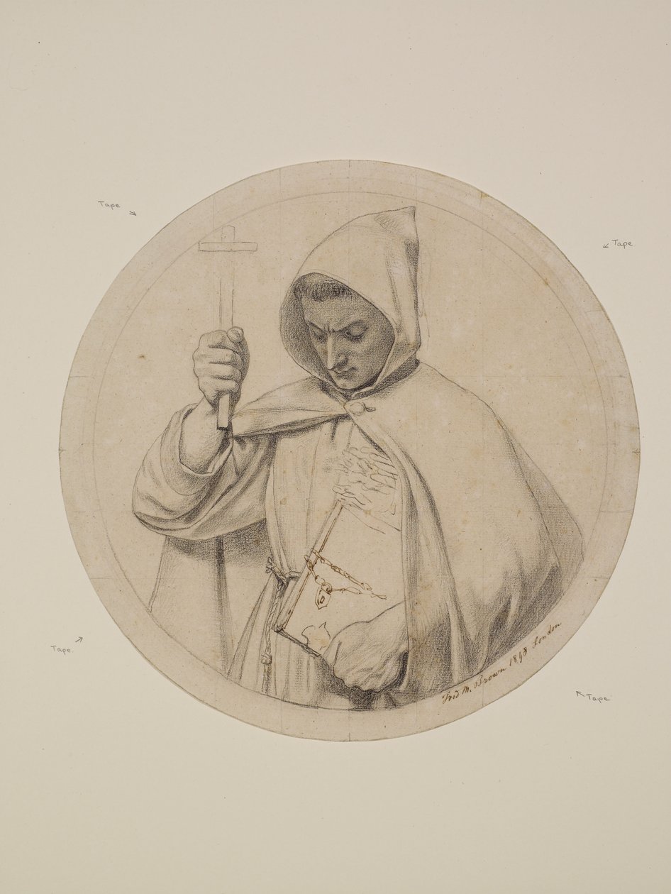 Wycliffe läser sin bibelöversättning - studie av munk som representerar den katolska tron av Ford Madox Brown