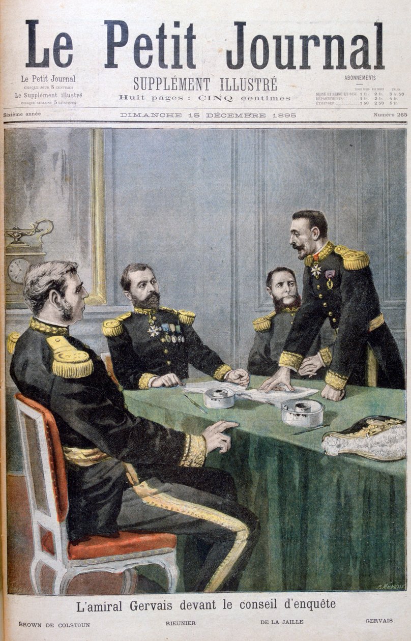 Amiral Gervais framför utredningsnämnden, 1895 av Fortuné Méaulle
