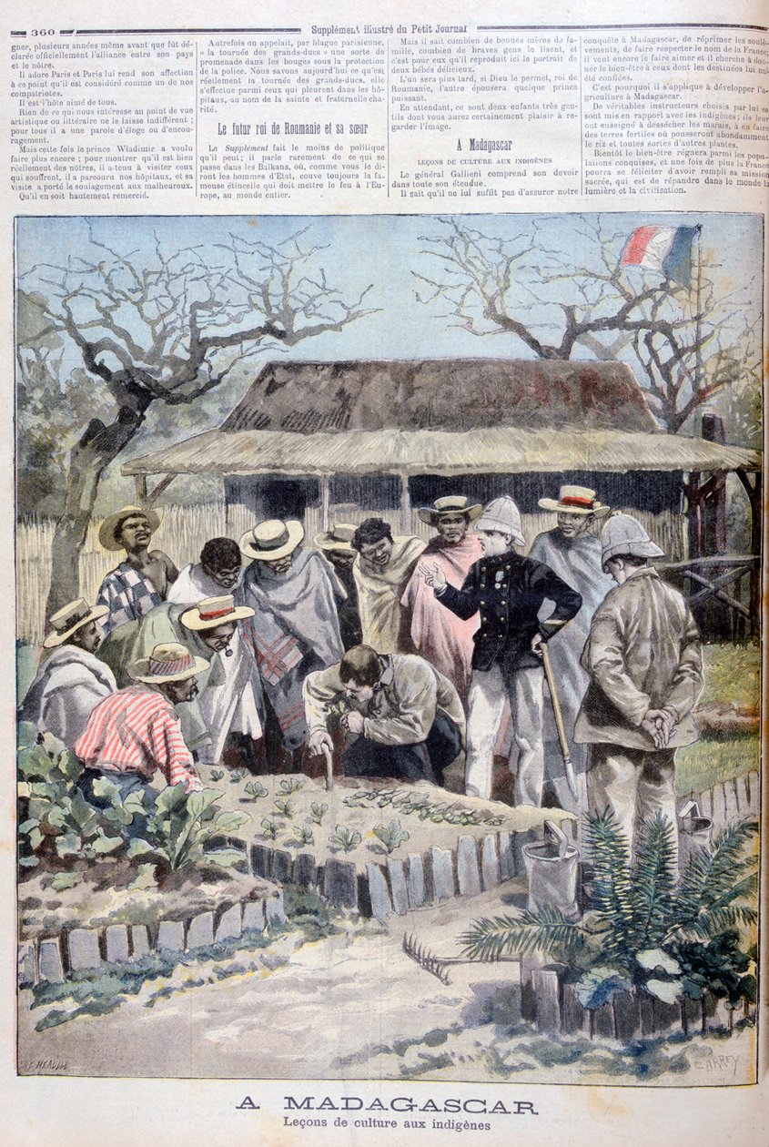 Lantbrukslektion för ursprungsbefolkningen på Madagaskar, 1897 av Fortuné Méaulle