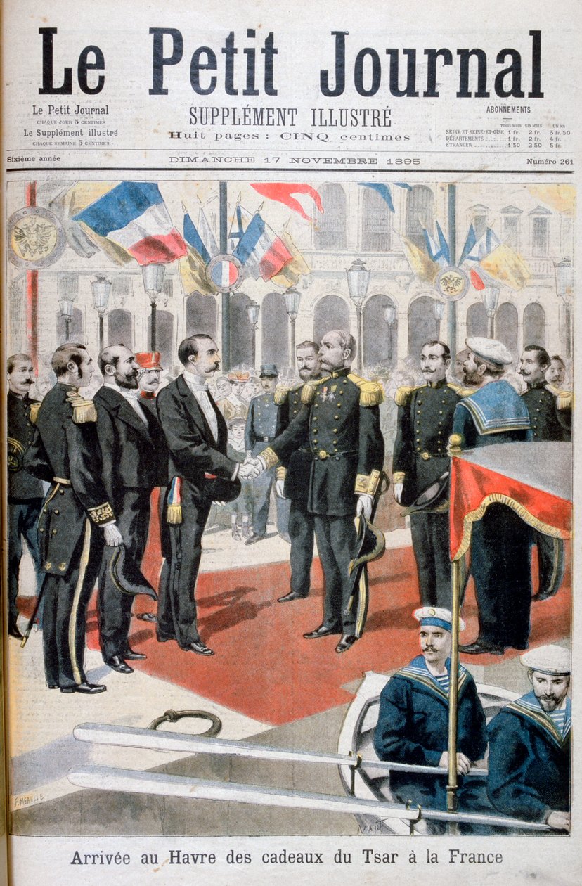 Ankomst till Le Havre av tsarens gåvor i Frankrike, 1895 av Fortuné Méaulle