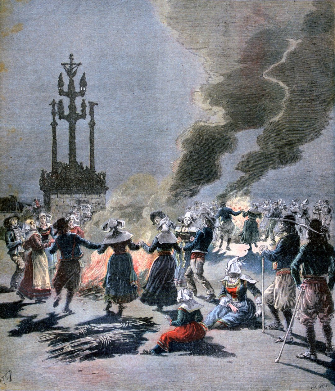 Brasor tändes för att fira sommarsolståndet i Bretagne 1893 av Fortuné Méaulle