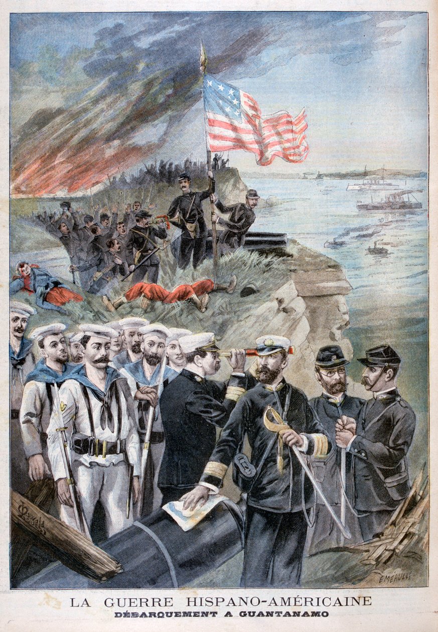 Landstigning av trupper vid Guantanamo, Kuba, 1898. av Fortuné Méaulle