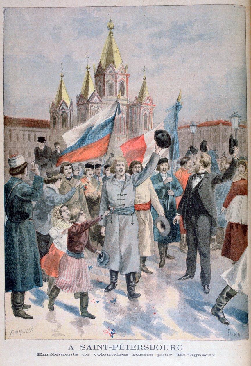 Inskrivning av ryska volontärer till Madagaskar, St Petersburg, 1895 av Fortuné Méaulle