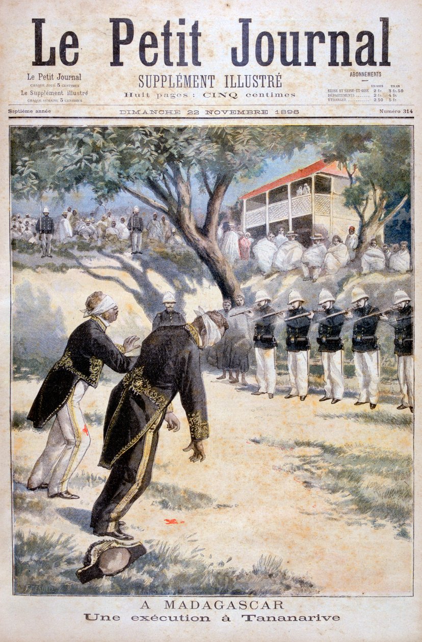 Avrättning genom skjutningsgrupp i Tananarive, Antananarivo, Madagaskar, 1896 av Fortuné Méaulle