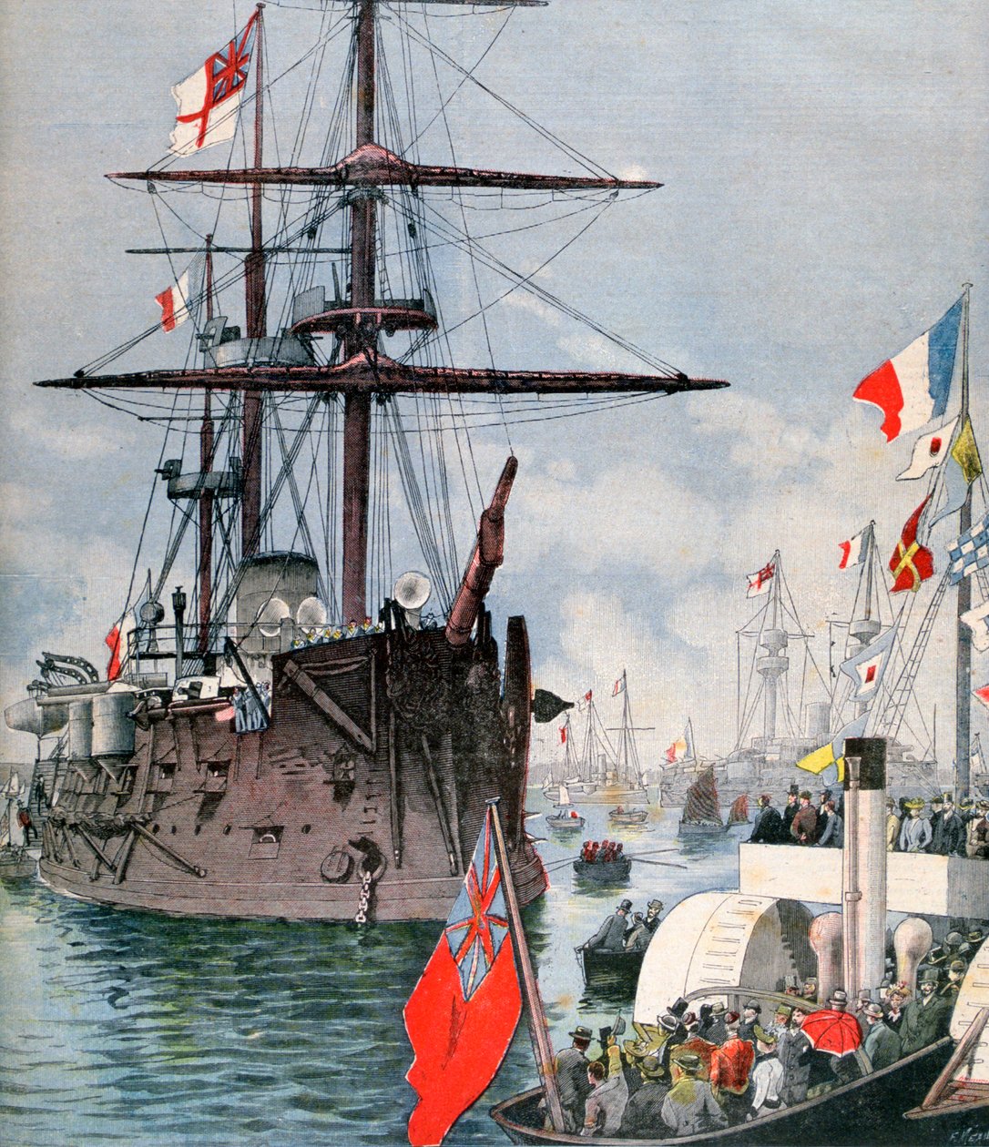 Fransk flottilj i Portsmouths hamn, 1891 av Fortuné Méaulle