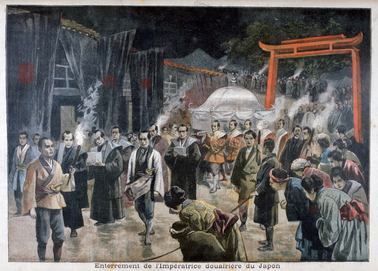 Enkekejsarinnan av Japans begravning 1897 av Fortuné Méaulle