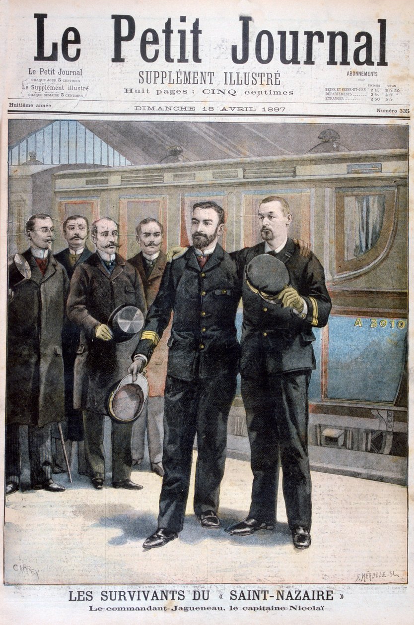 Överlevande från staden Saint Nazaire, befälhavare Jagueneau och kapten Nicolai, 1897 av Fortuné Méaulle