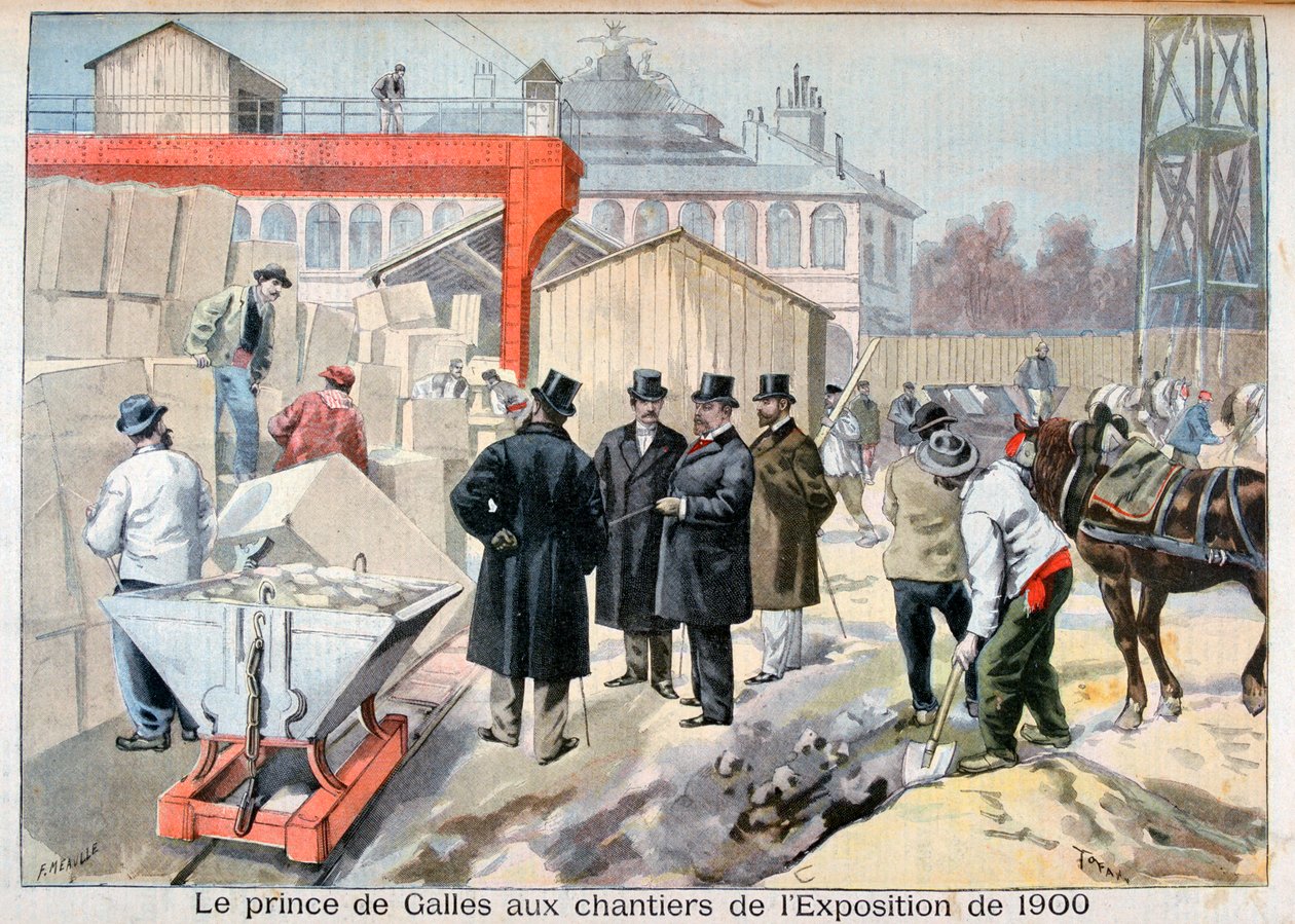 Prinsen av Wales besöker byggplatserna för Exposition Universelle 1900, Paris, 1898 av Fortuné Méaulle