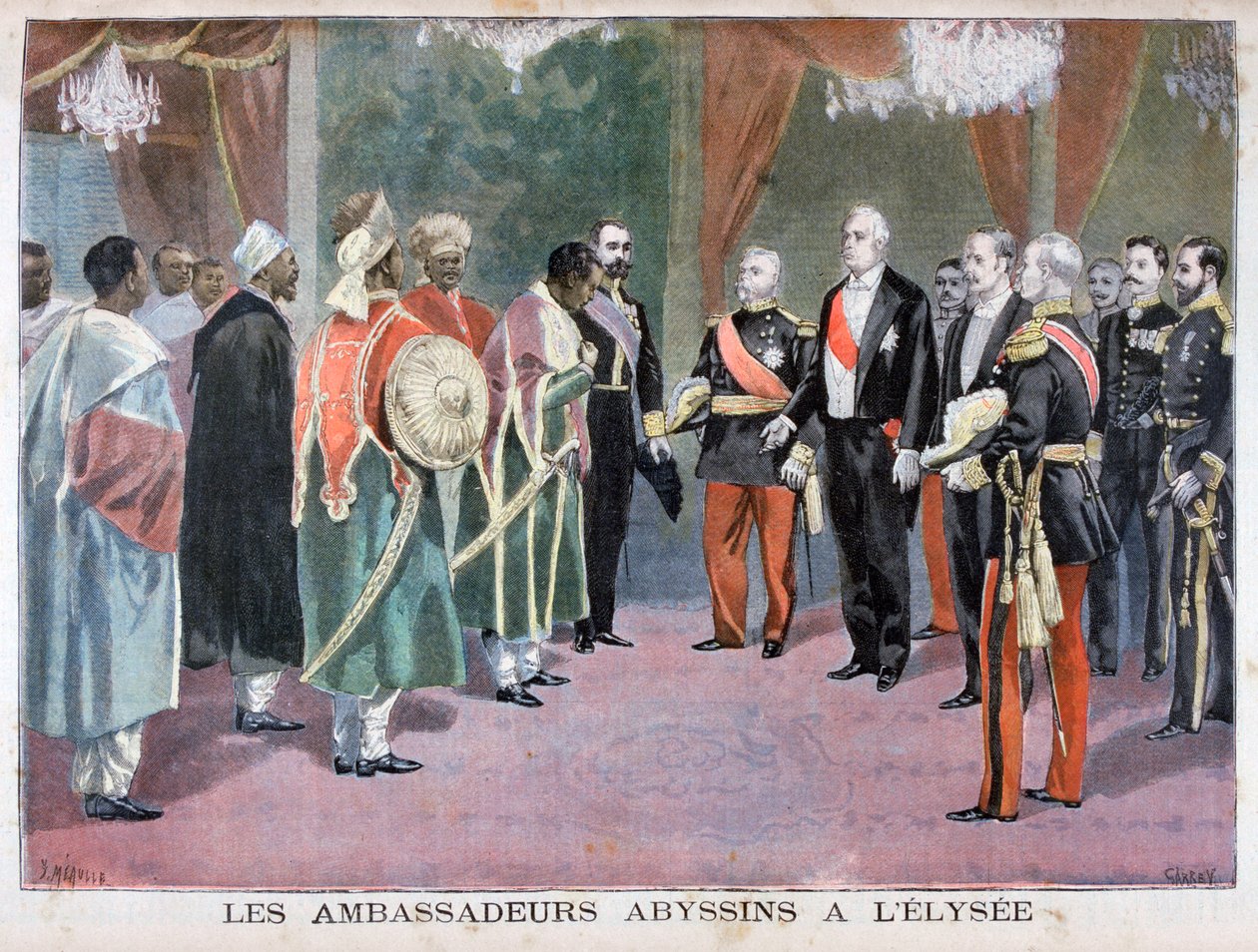 Abessiniens ambassadörer besöker Élysée-palatset, 1898 av Fortuné Méaulle