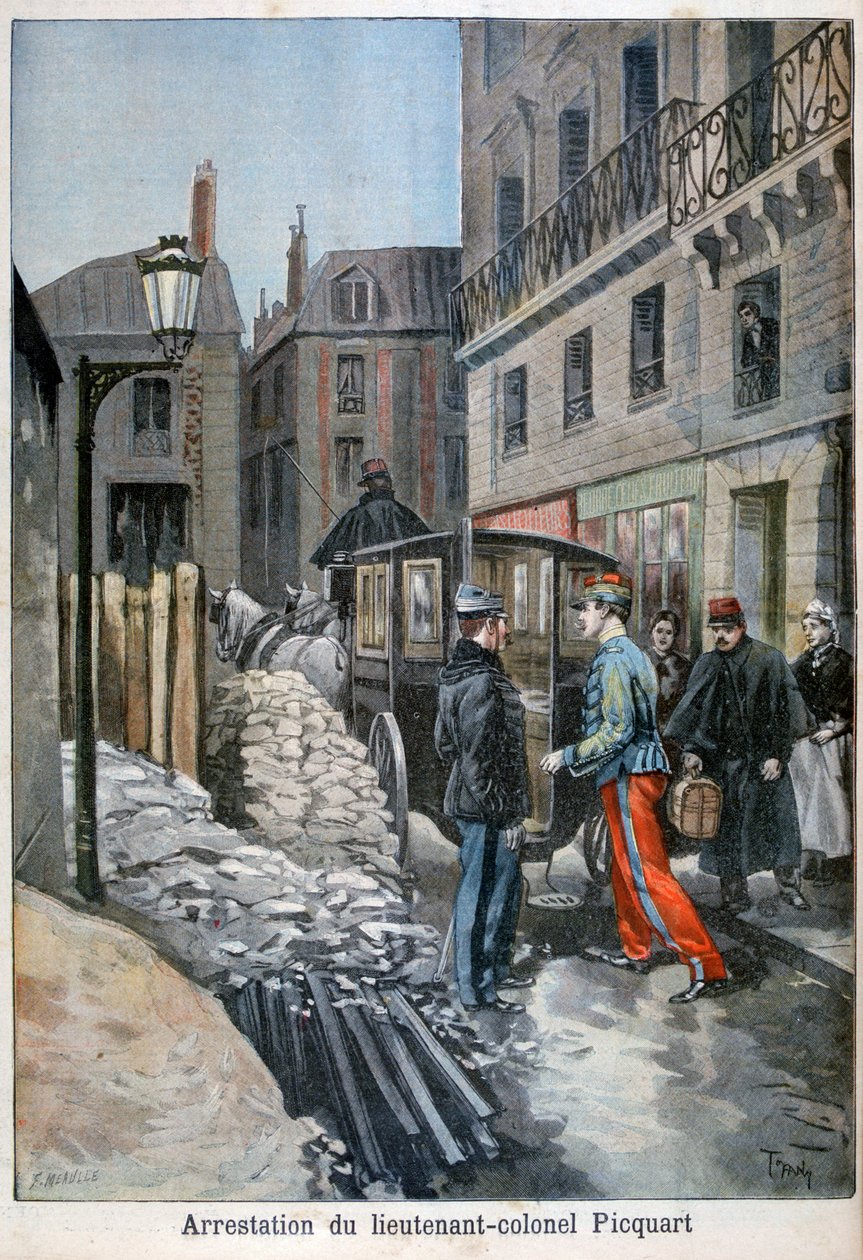 arresteringen av överstelöjtnant Picquart, 1898 av Fortuné Méaulle