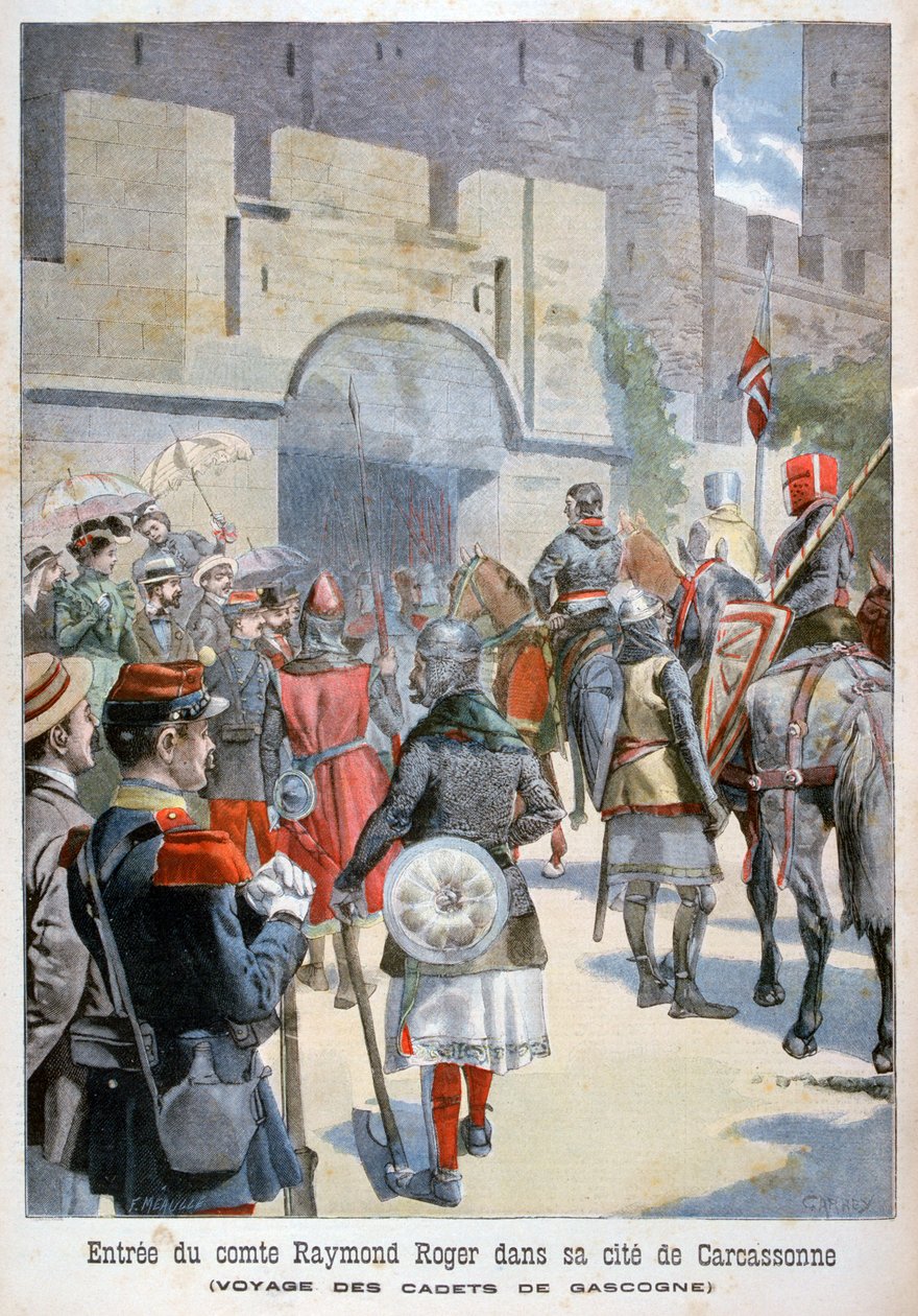 Comte Raymond Rogers intåg i Carcassonne, Frankrike, 1898 av Fortuné Méaulle
