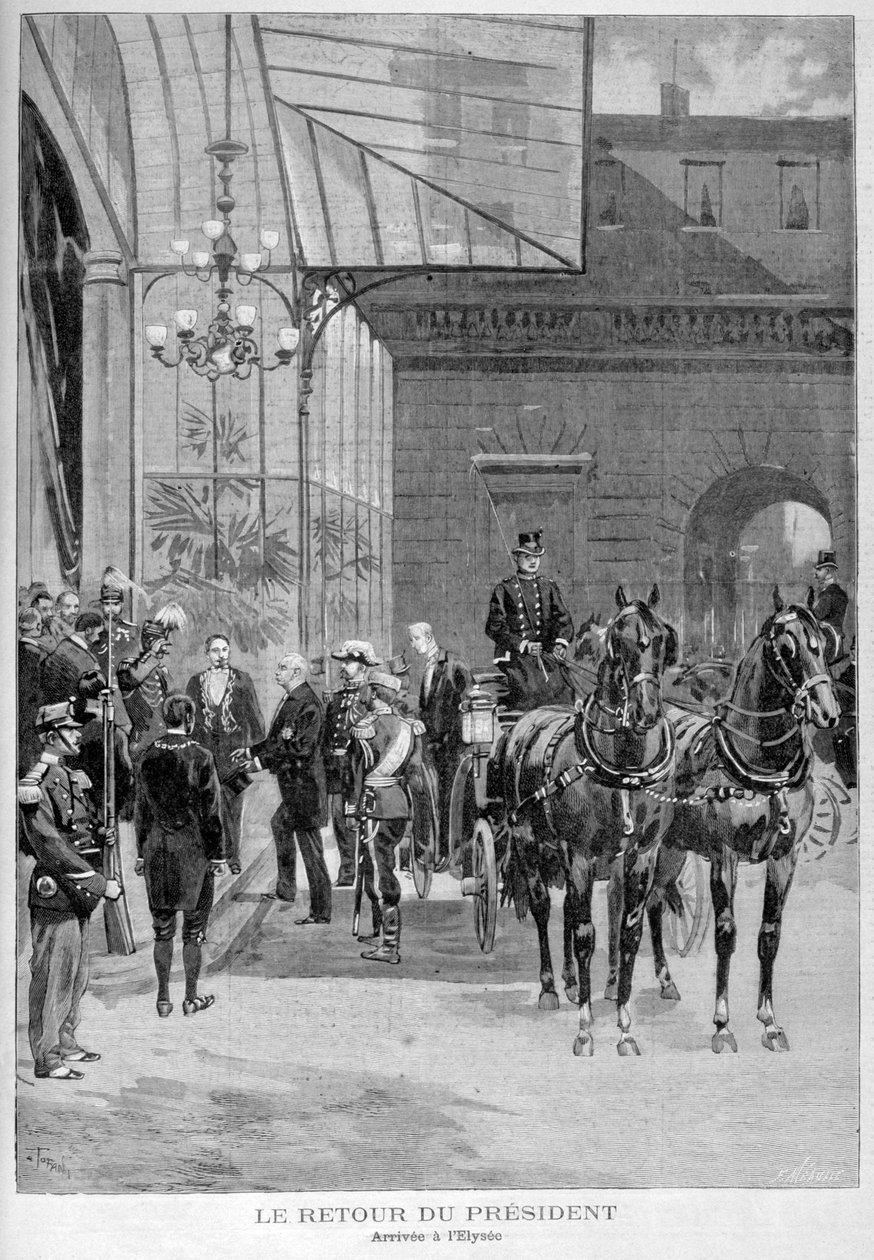 Frankrikes president Felix Faures återkomst till Paris efter hans besök i Ryssland 1897 av Fortuné Méaulle