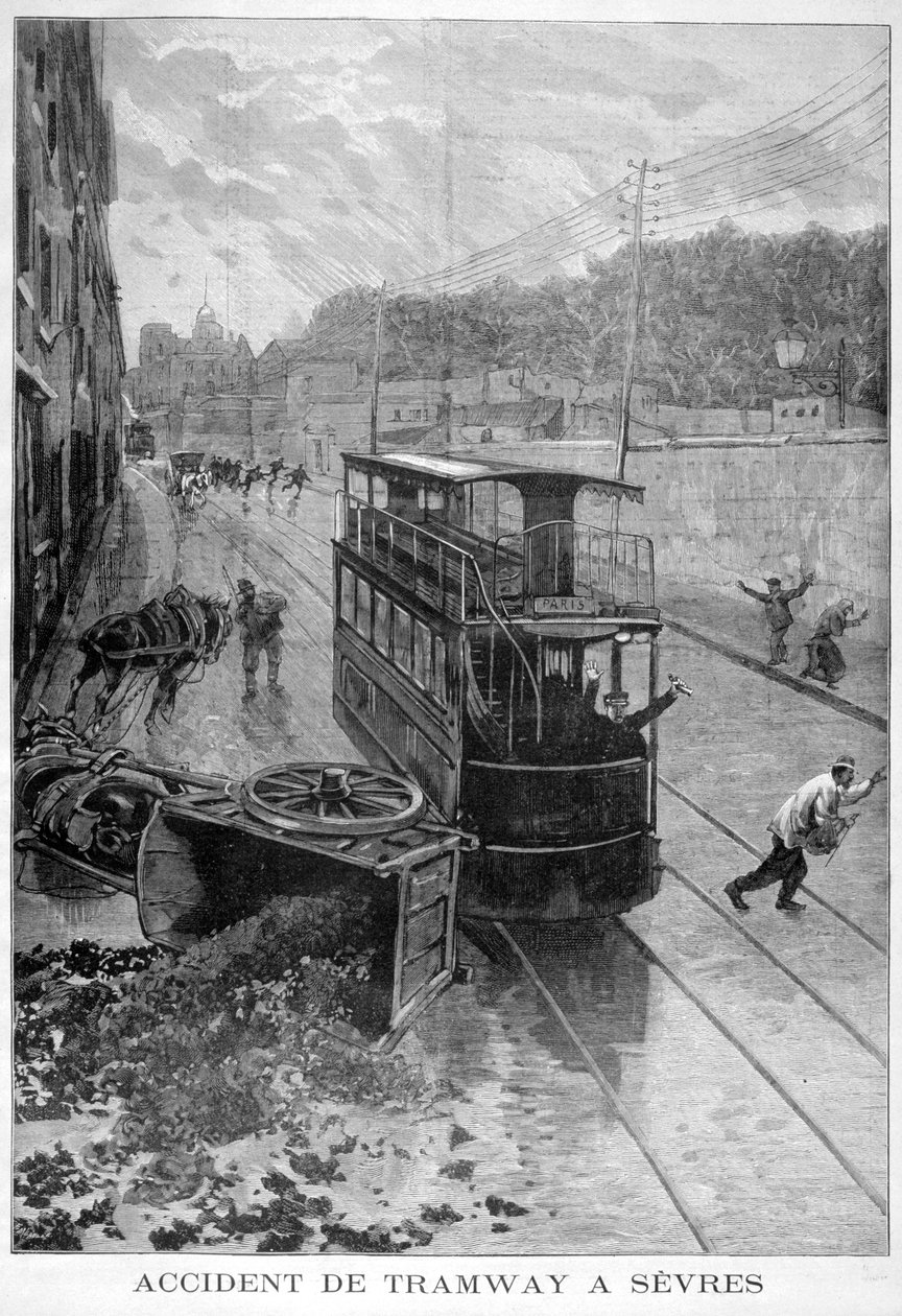 Spårvagnsolycka, Sevres, Paris, 1897 av Fortuné Méaulle