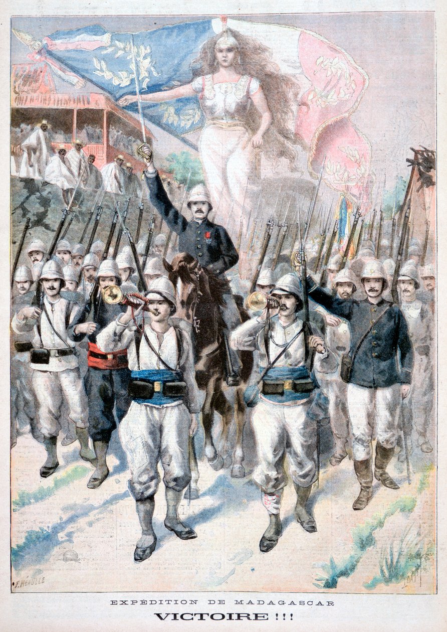 Victory!!, fransk intervention på Madagaskar, 1895 av Fortuné Méaulle