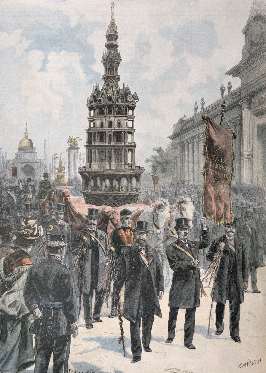 Parad av snickarnas mästerverk före Grand Palais, illustration från 