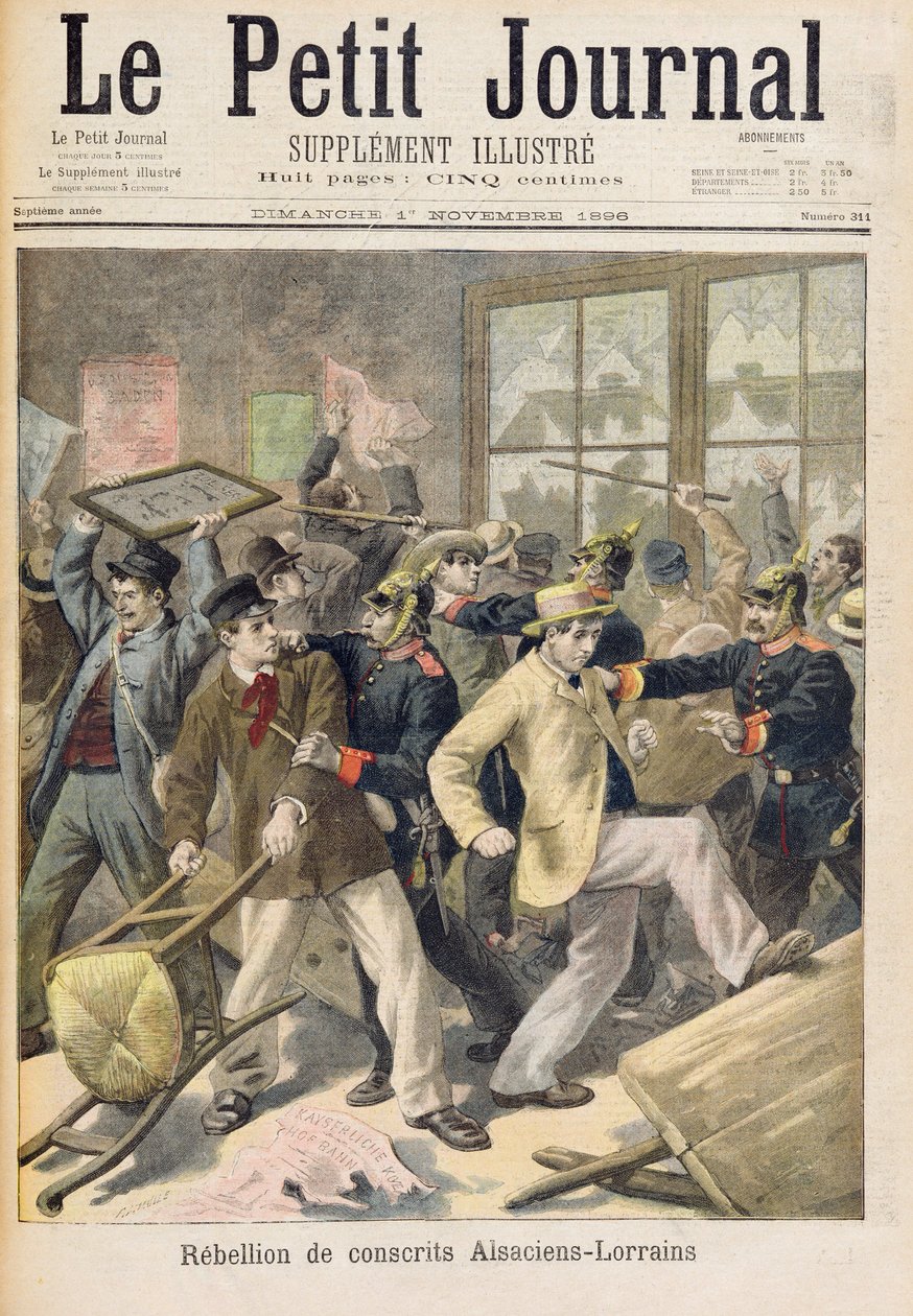 Uppror av värnpliktiga från Alsace-Lorraine, ur "Le Petit Journal", 1 november 1896. av Fortune Louis Meaulle