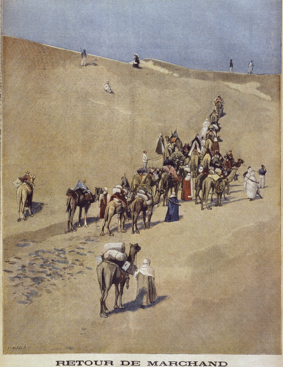Kommendör Jean-Baptiste Marchands återkomst, den sista leveransen, illustration från "Le Petit Journal: Supplement illustre", 16 april 1899 av Fortune Louis Meaulle