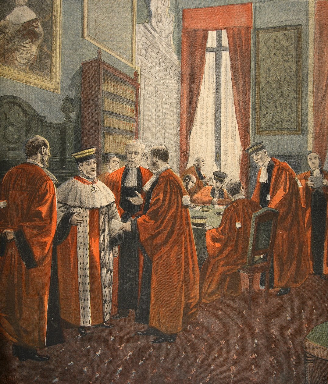 Appellationsdomstolen under Zola-affären, illustration från "Le Petit Journal": Supplement illustre", 17 april 1898 av Fortune Louis Meaulle
