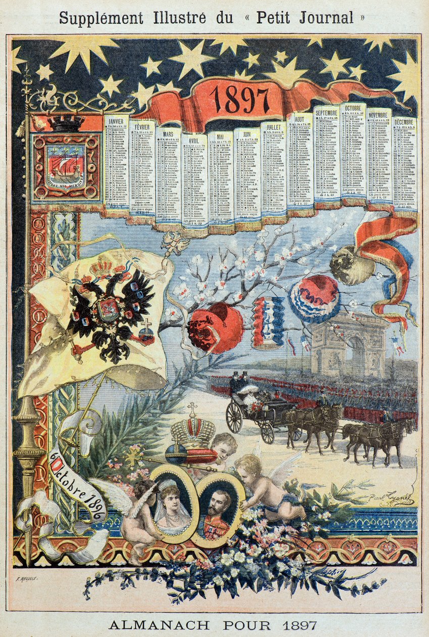 Almanacka för år 1897 (Gravyr) av Fortune Louis Meaulle