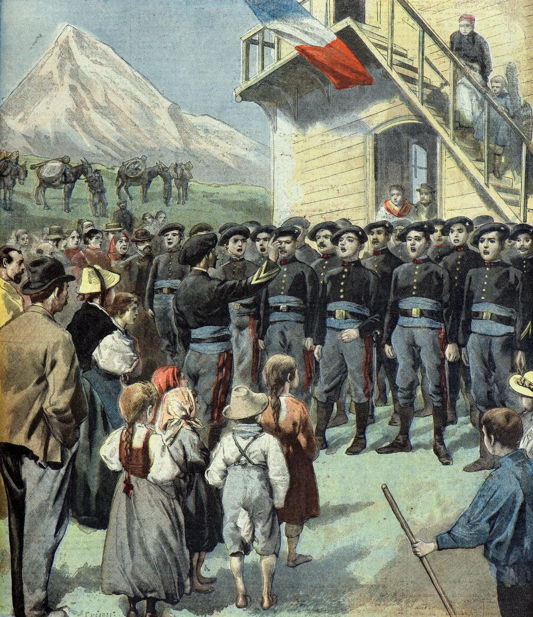 Chorale de chasseurs alpins, Felix Faures resa till södra Frankrike av Fortune Louis Meaulle