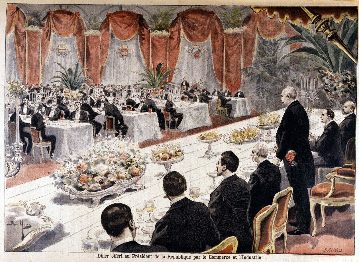 Middag erbjuds republikens president Felix Faure av handel och industri, "" Le petit journal"" 24 oktober av Fortune Louis Meaulle