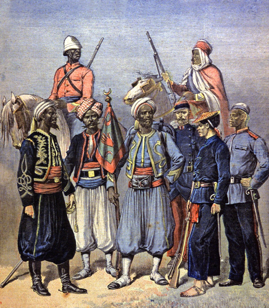Franska kolonialarméns soldater av Fortune Louis Meaulle