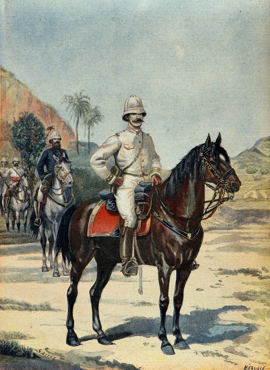 General Joseph Gallieni på Madagaskar 1899 (Gravyr) av Fortune Louis Meaulle