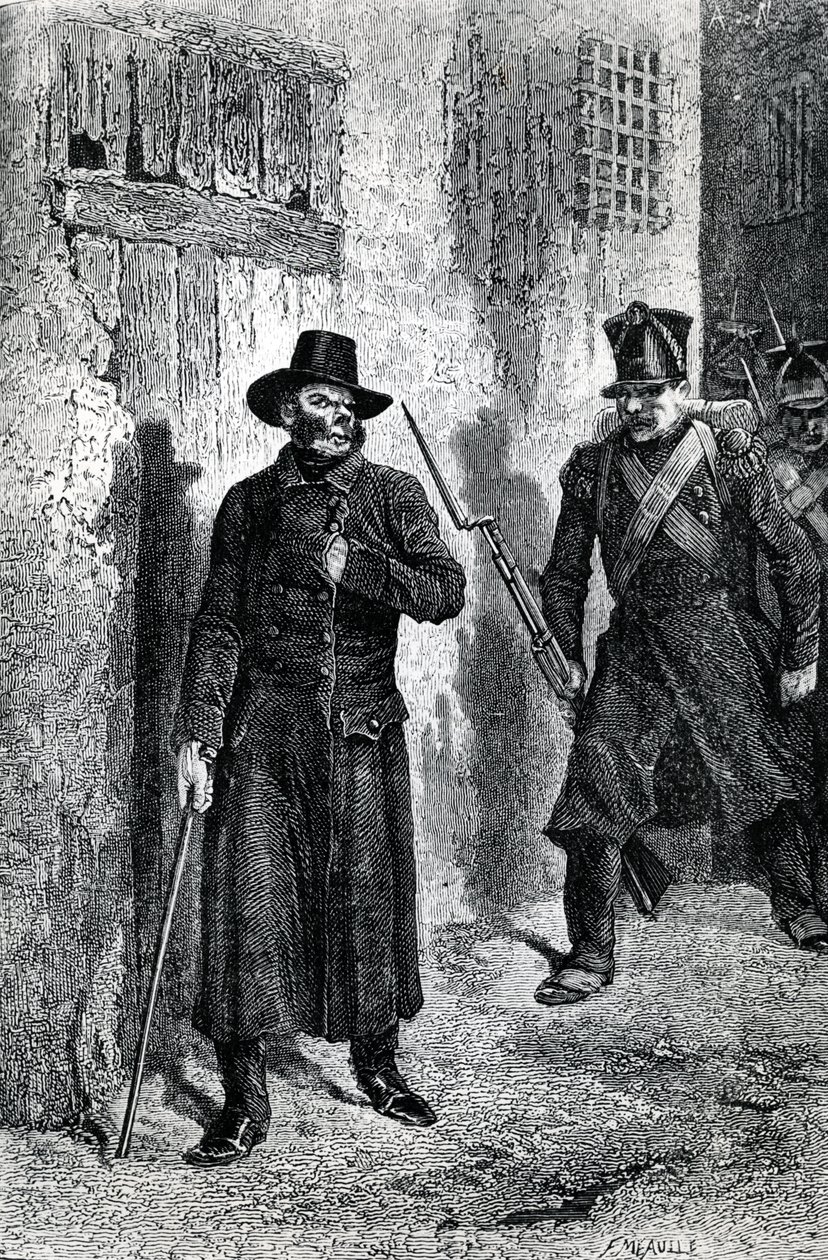 Javert jagar Valjean, illustration från 