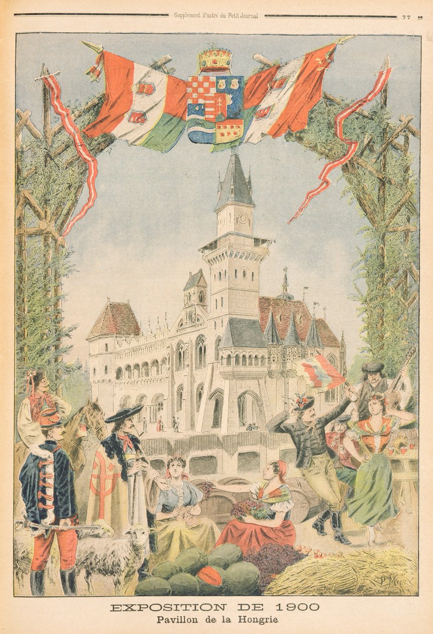 Den ungerska paviljongen vid världsutställningen 1900, Paris, illustration från 