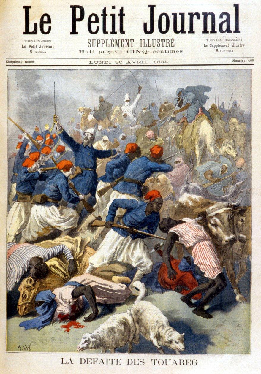 Tuaregernas nederlag - i "" Le Petite Journal"" av 1894-04-30 av Fortune Louis Meaulle
