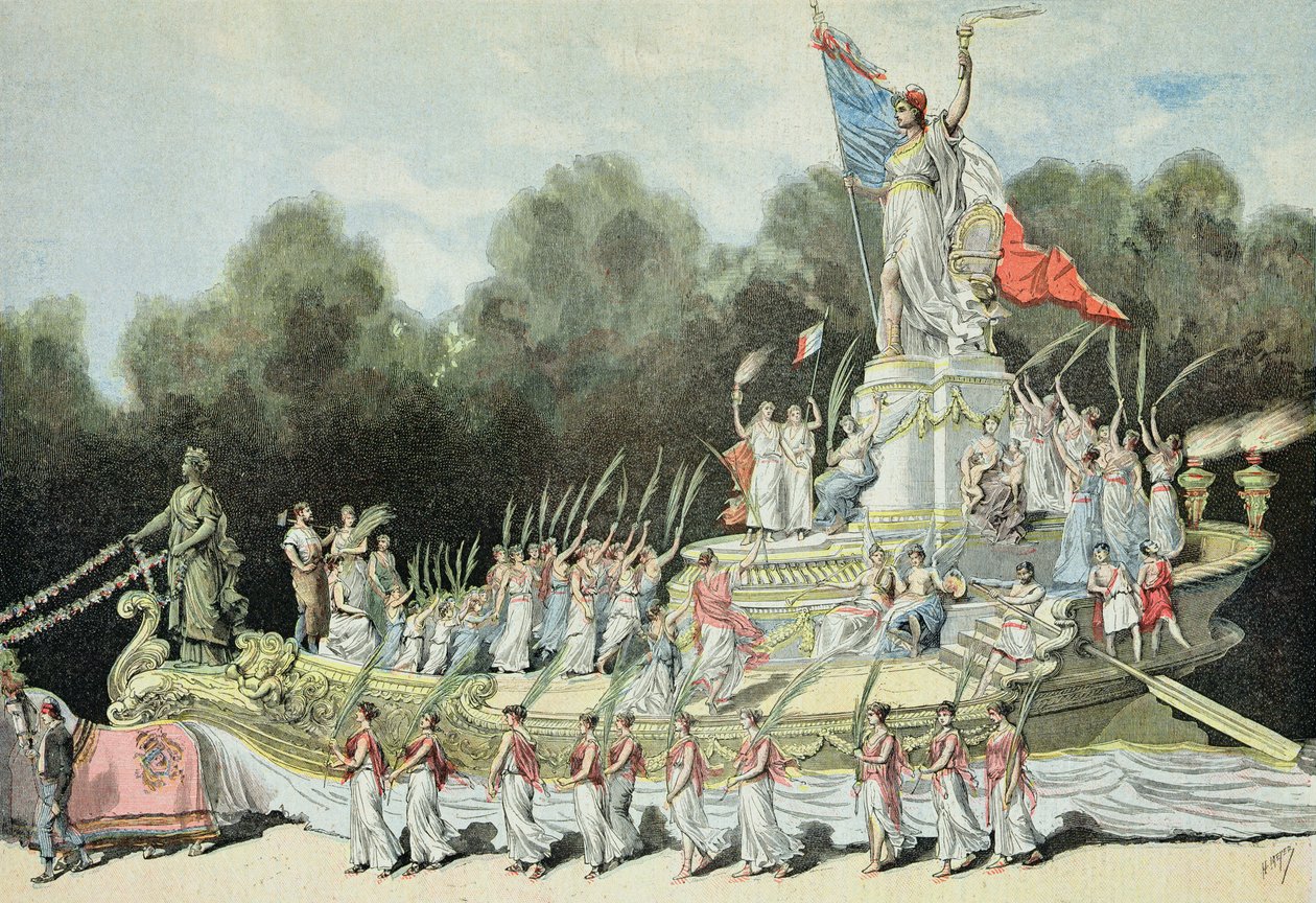 Chariot of the Triumph of the Republic vid nationalfestivalen, 22 september 1892, från "Le Petit Journal", 24 september 1892 av Fortune Louis Meaulle and Henri Meyer