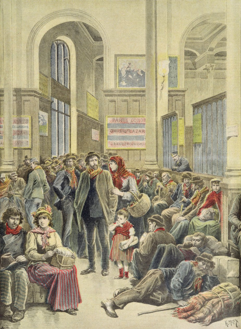 Italienska emigranter vid Gare Saint-Lazare, från 