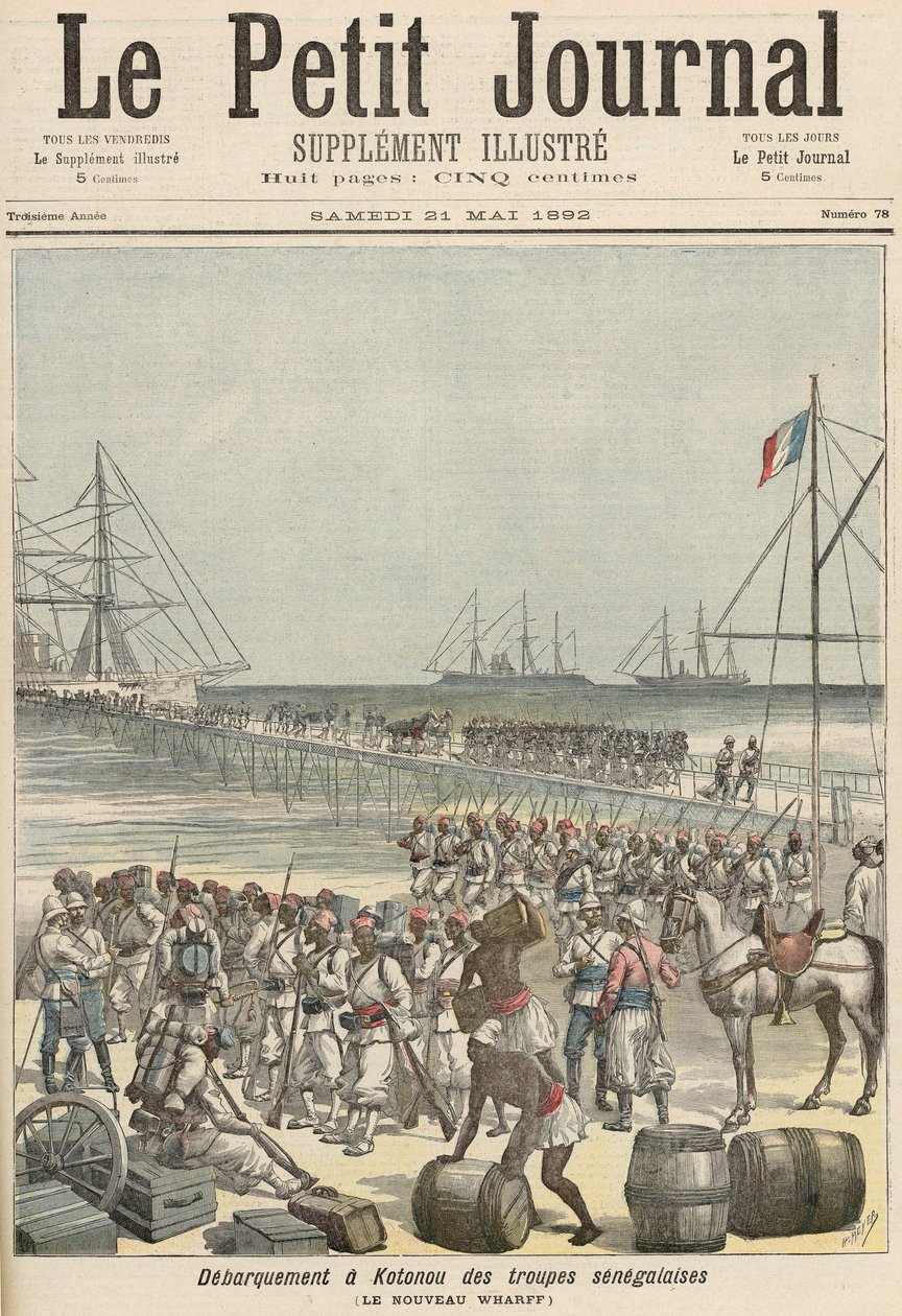 Landstigning av de senegalesiska trupperna vid New Wharf i Cotonou, från 