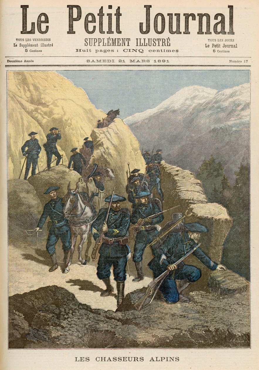 Bergsinfanterister, från "Le Petit Journal", 21 mars 1891 av Fortune Louis Meaulle and Henri Meyer