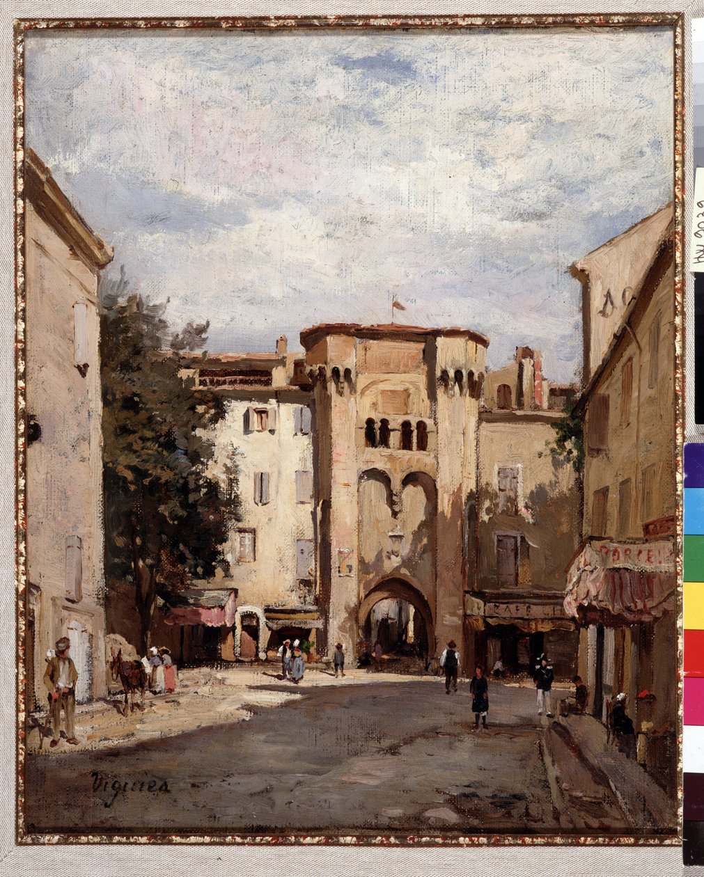Befäst dörr av Cavaillon i Vaucluse-målningen av Fortune Viguier (1841-1916) Dim. 39,5x32 cm Obligatoriskt omnämnande: Samlingsstiftelsen hälsningar från Provence, Marseille av Fortune Viguier