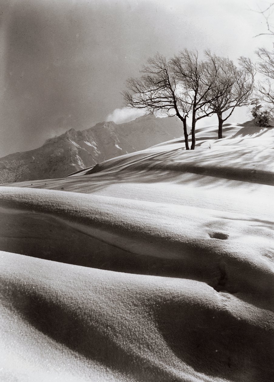 Sensuell snö (i bakgrunden Mount Ashibetsu, 2100 m) av Fosco Maraini