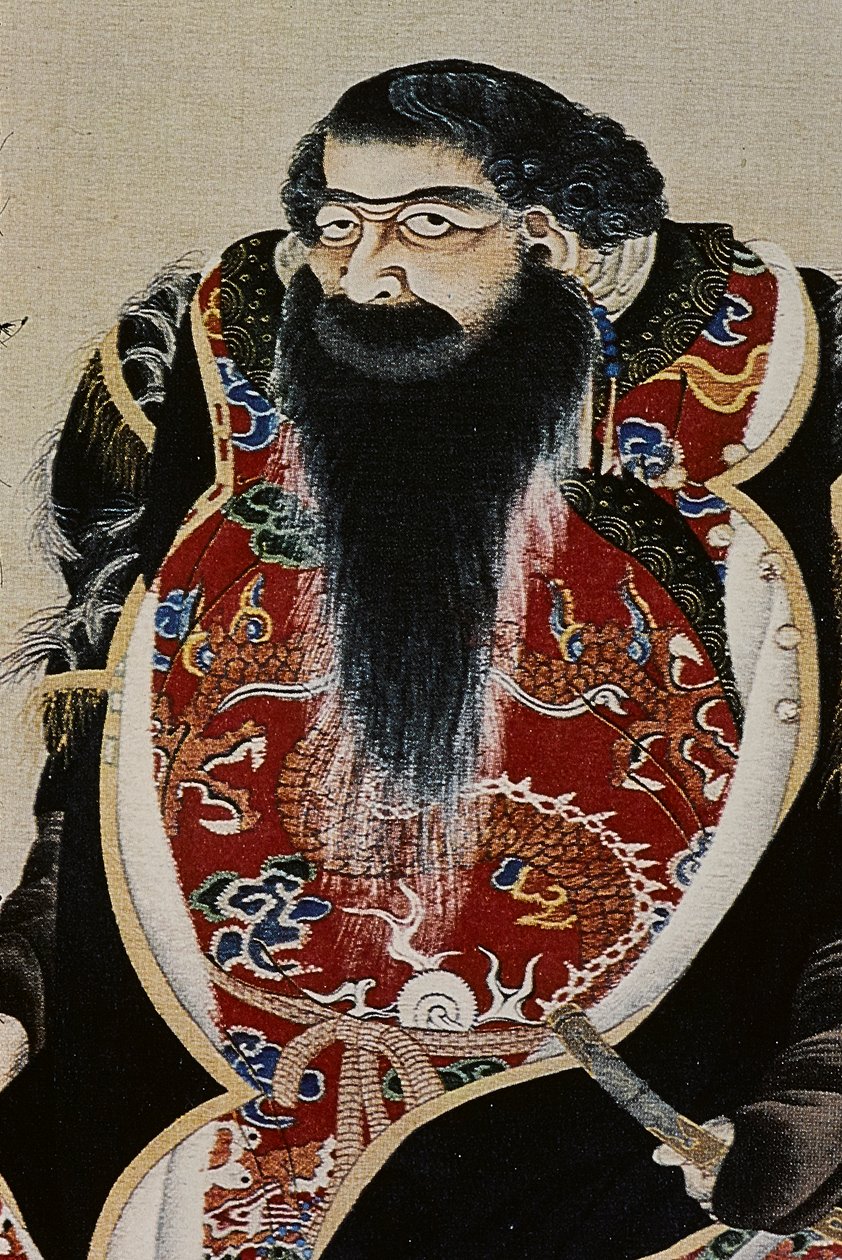 De stora ledarna för artonhundratalets Ainu: Itokoi och Shinichi från Akkeshi, Chosama från Uraashibetsu och Shonko från Noshappu, särskilt, illustration av Fosco Maraini
