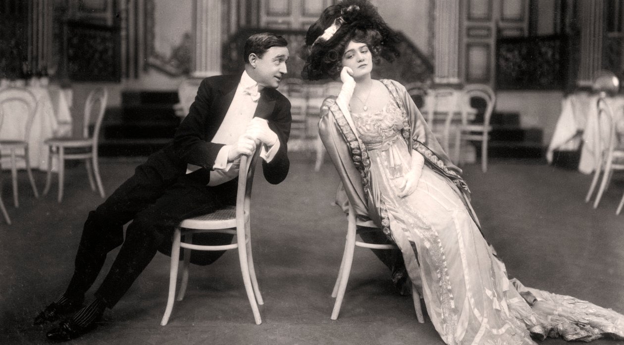 Lily Elsie och Joseph Coyne i The Merry Widow, 1907. av Foulsham and Banfield