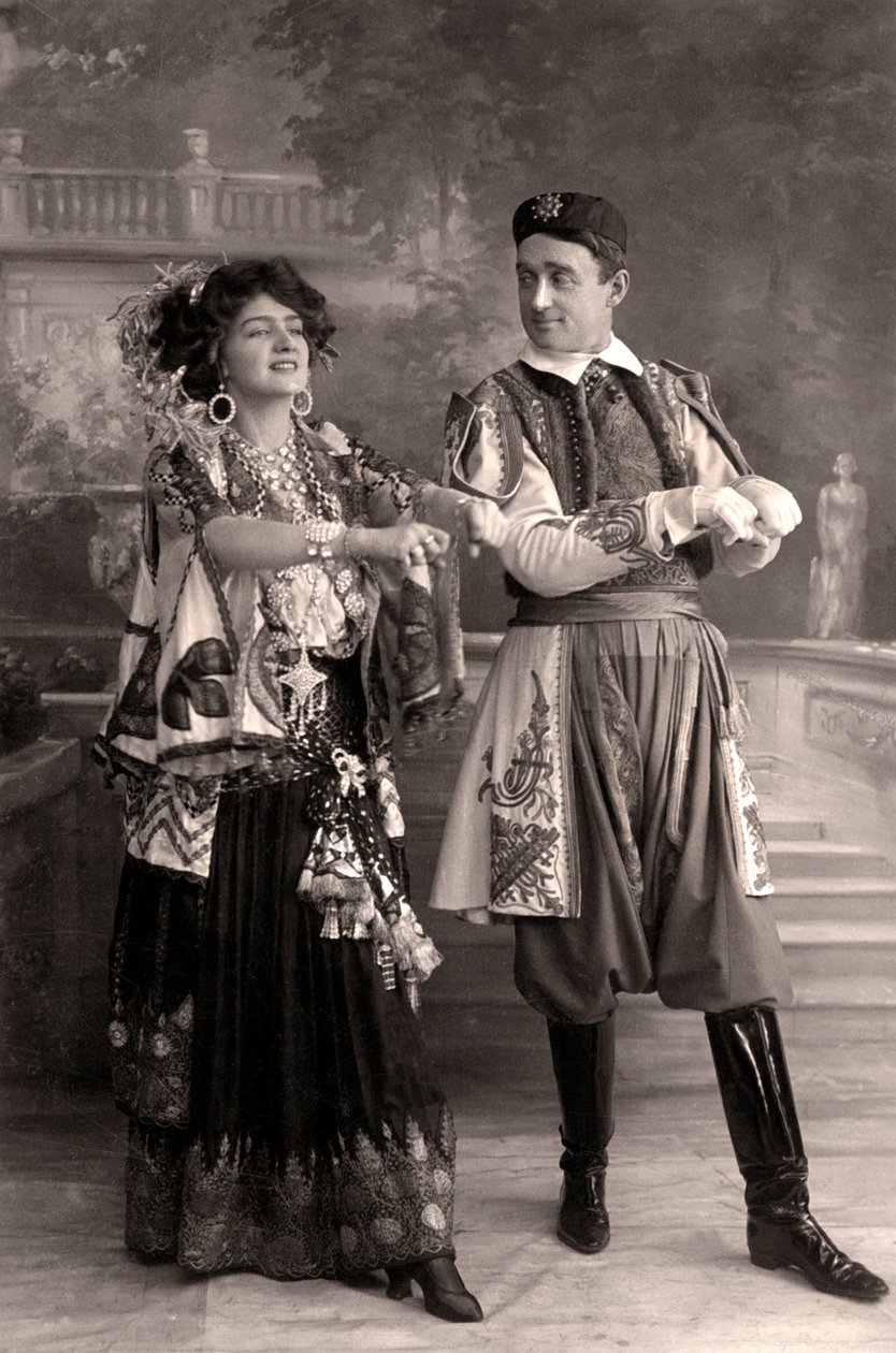 Lily Elsie och Joseph Coyne i The Merry Widow, 1908. av Foulsham and Banfield