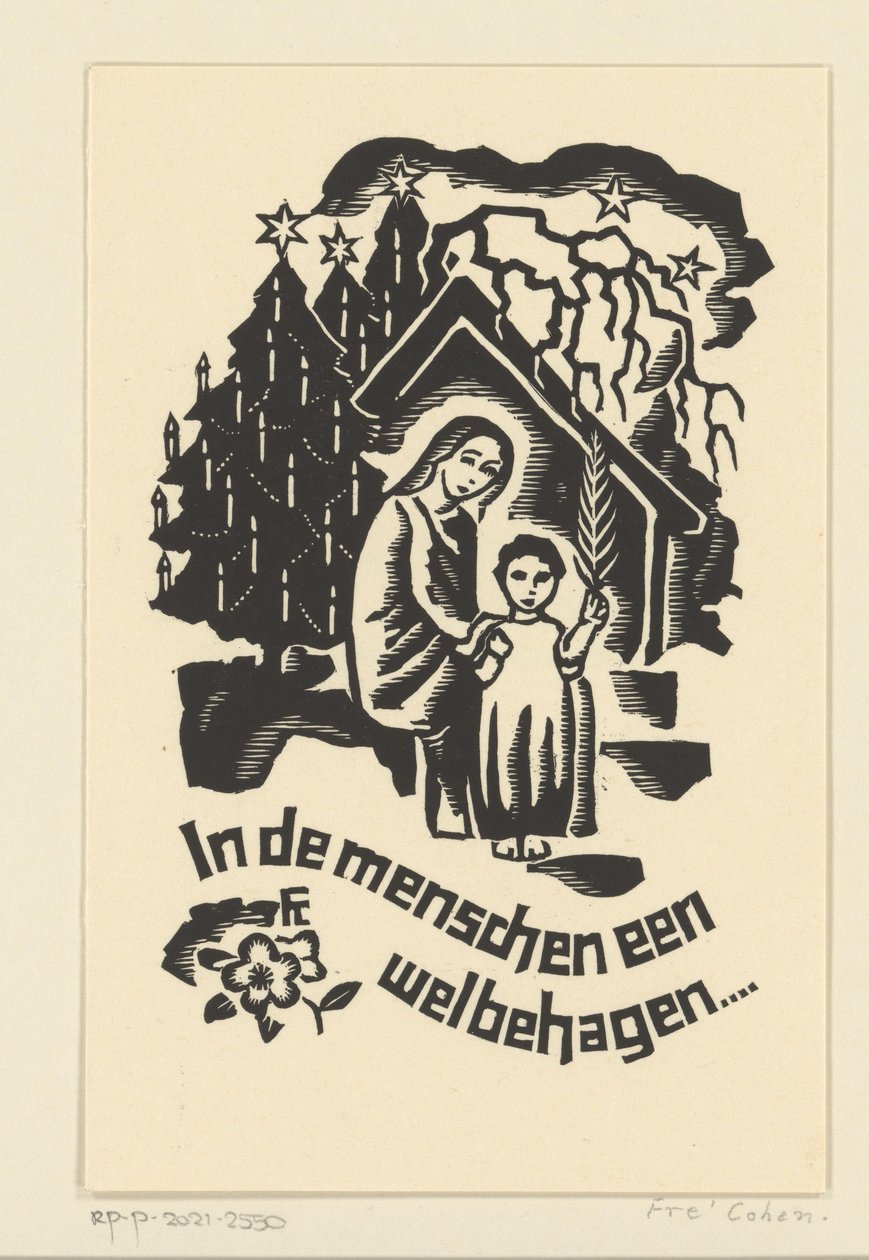 Julkort för 1933 från Bernard W.M. Ottevanger av Fré Cohen