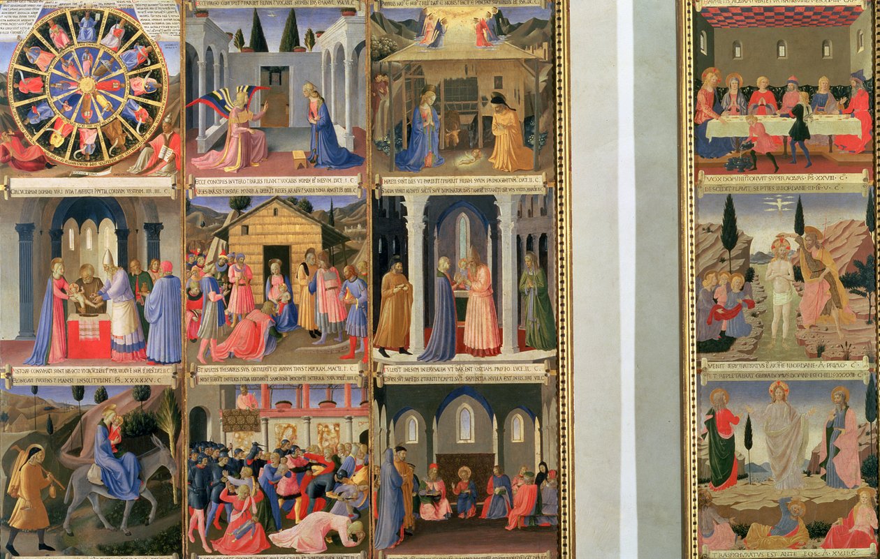 Scener från Kristi liv, panel ett och två från Silver Treasury of Santissima Annunziata, c.1450-53 (tempera på panel) av Fra Angelico