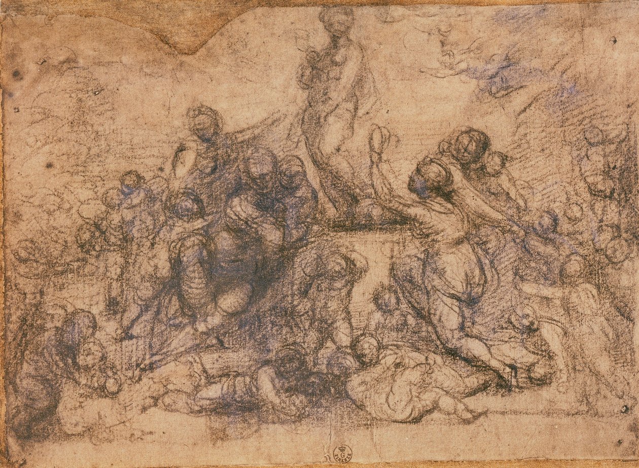 Study for Worship of Venus, c.1490-1517 (kol på papper) av Fra 1472 1517 Bartolommeo