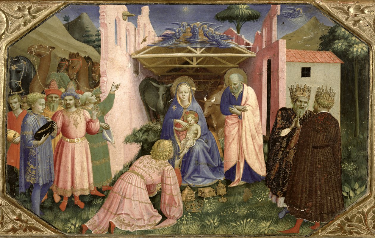 Tilbedelse af Magi, fra predellaen af Bebudelsesaltertavlen, ca. 1430-32 (tempera og guld på panel) sverige av Fra Angelico
