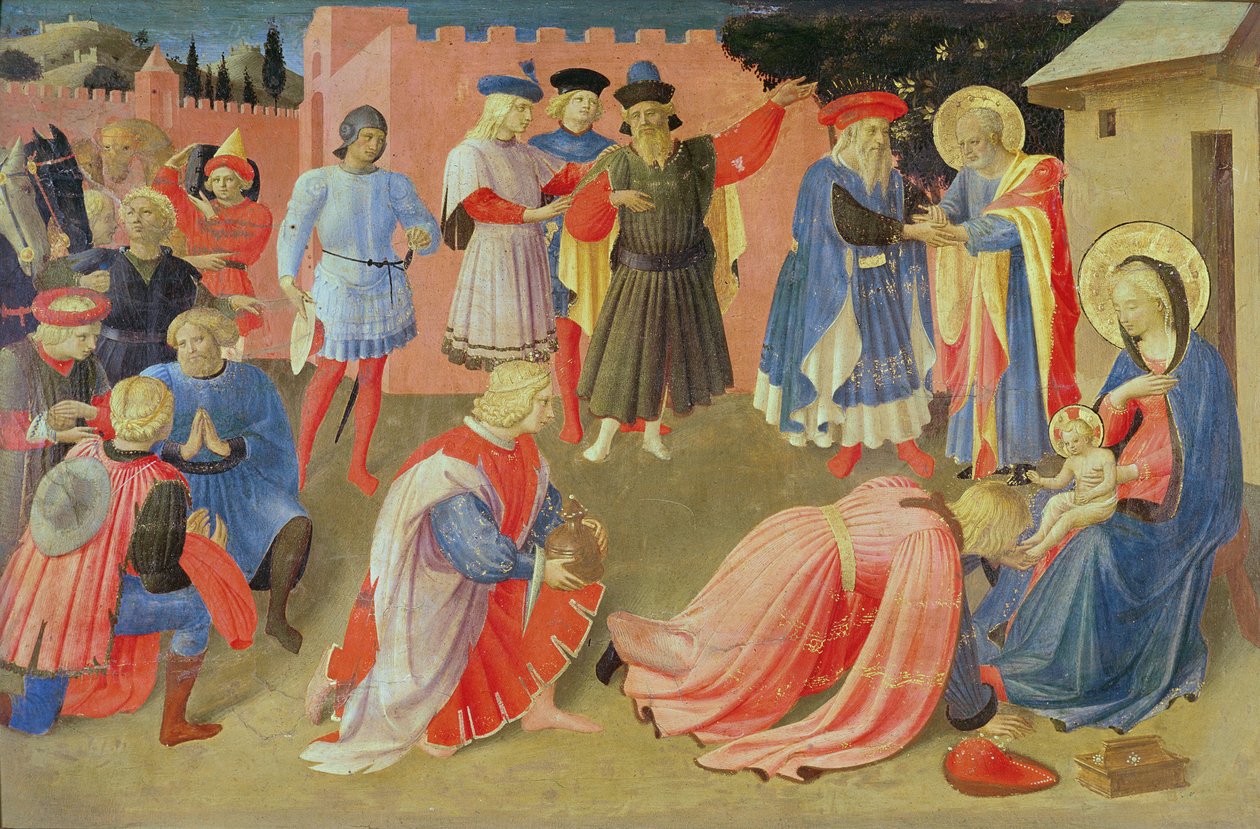 Adoration of the Magi, predella panel från Linaiuoli Triptych, 1433 (tempera på panel) av Fra Angelico