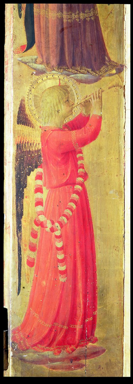 Angel Playing a Pipe, från Linaiuoli Triptych, 1433 (tempera på panel) (detalj) av Fra Angelico