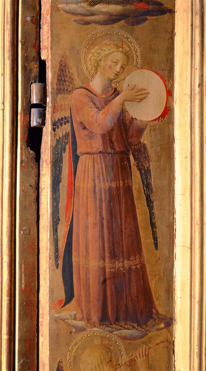 Ängel som spelar en tamburin, detalj från Linaiuoli-triptyken, 1433 (tempera på panel) av Fra Angelico