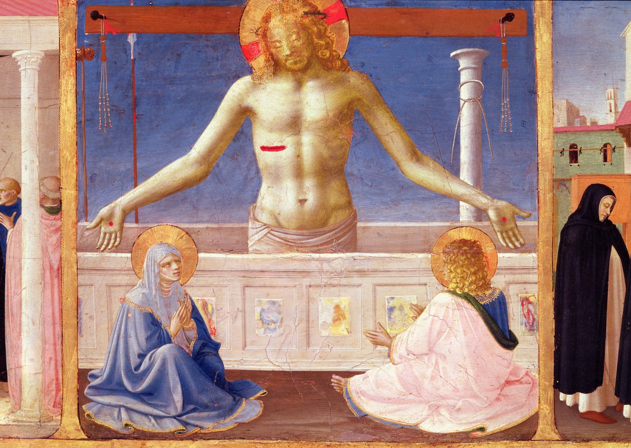 Kristus reser sig från sin grav, detalj av predellapanelen av Jungfruns kröning, ca 1430-32 (tempera på panelen) av Fra Angelico